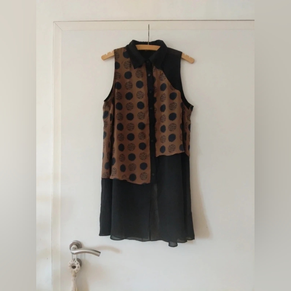 Asics Black and Brown Polka Dot Layered Mini Dress